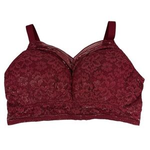 Knix Lace Longline Bra Sz XXXL+ Red Velvet Sparkle Wireless Comfy Everyday Lacy